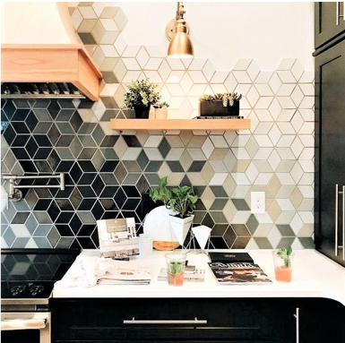 rivestimento geometrico per la cucina
