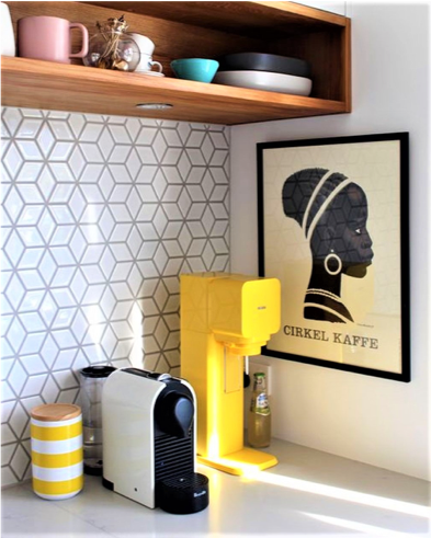rivestimento per cucina con effetto geometrico