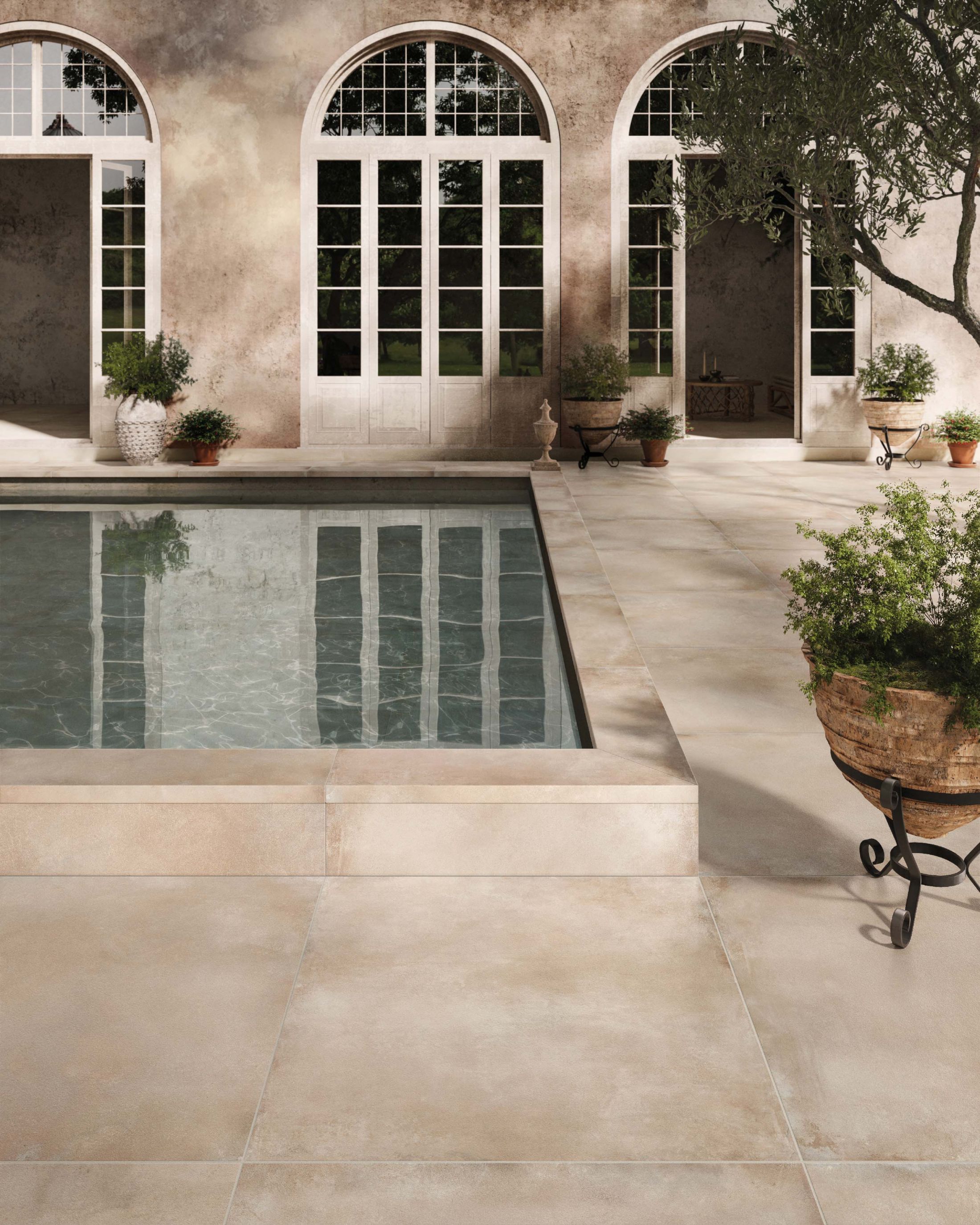 BEIGE_OUTDOOR_GRES_PORCELLANATO_EFFETTO_CEMENTO_DASSIN